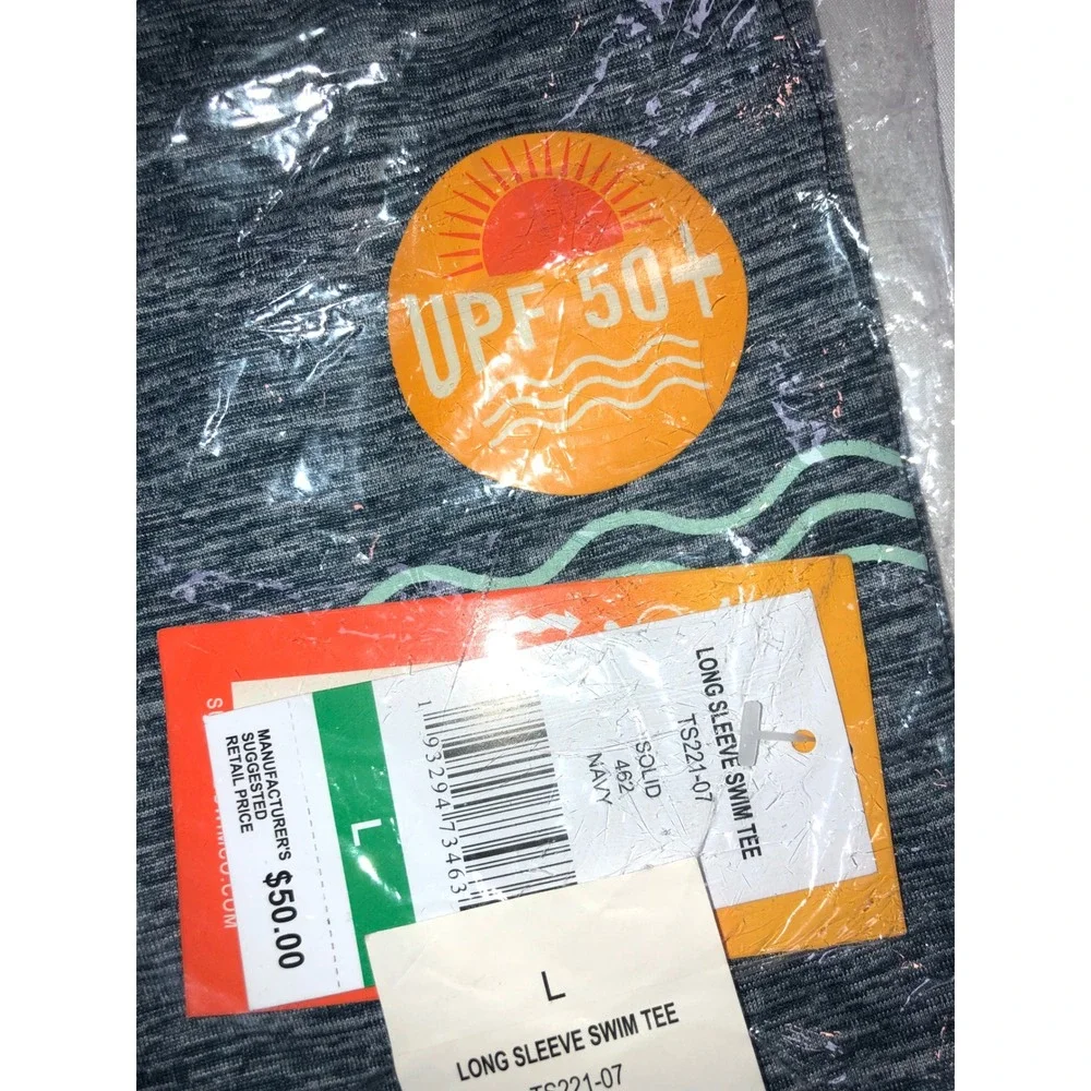 Surf & Swim Co Mens Long Sleeve Swim Tee Navy UPF 50+ Rash Guard TS221-07 L